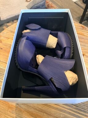 Pedro Garcia Pansy Women's Blue Leather High Heel Slingback Boots